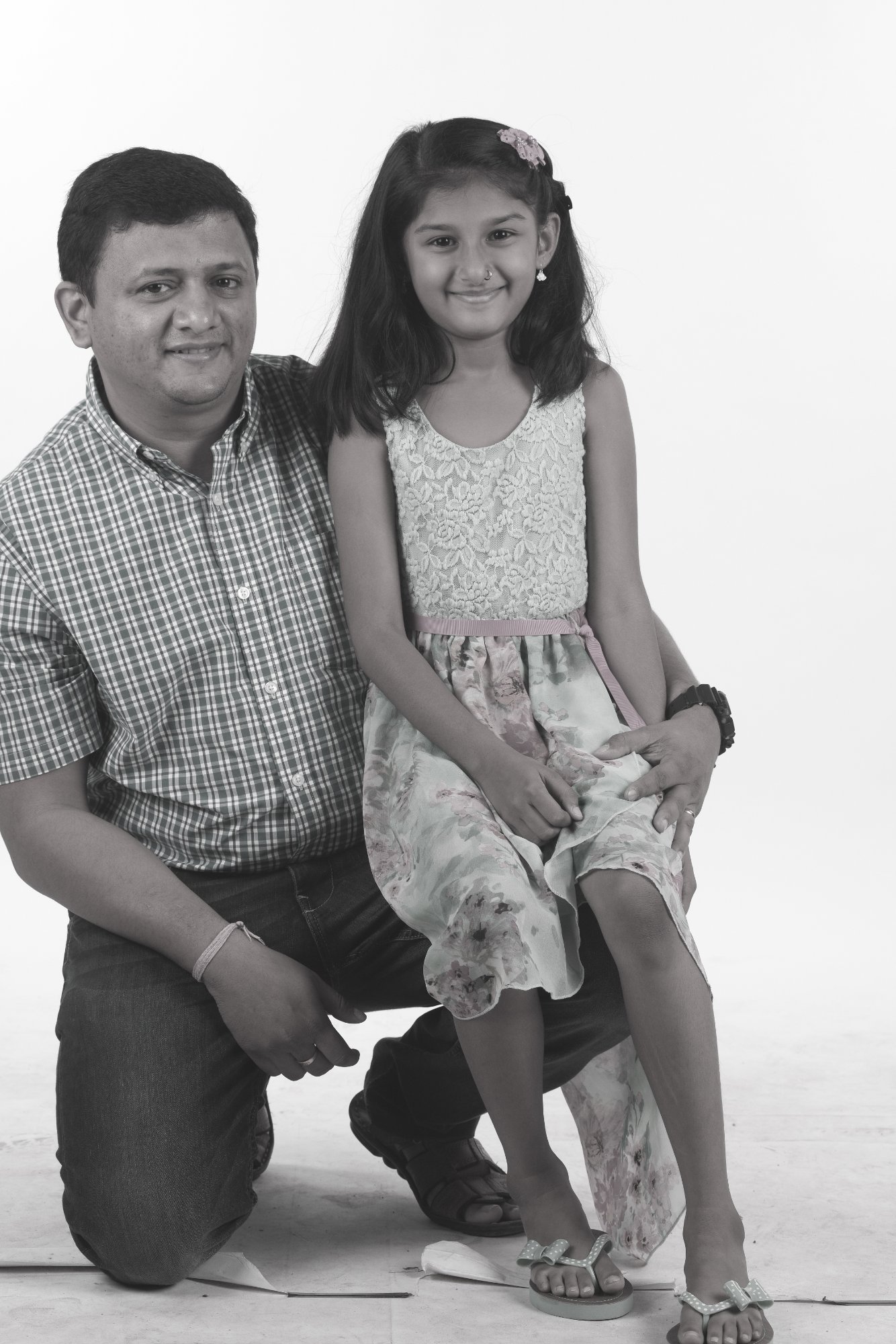 Father and daughter B&W